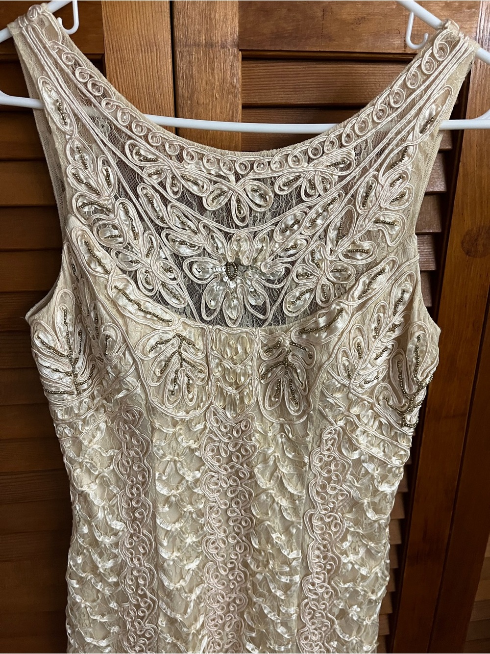 Sue Wong Cream Beaded Lace Midi Dress - Picture 2 of 3